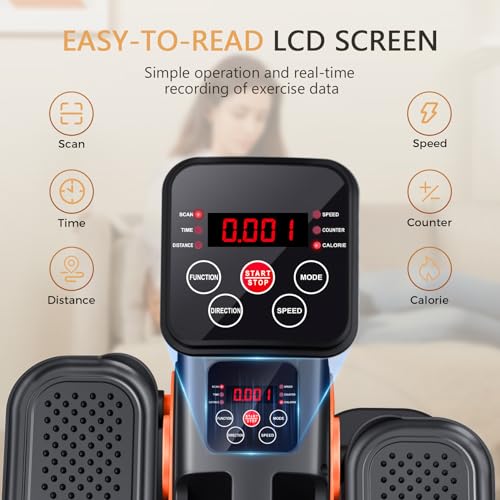 Under Desk Elliptical Machine, 2-in-1 Electric Leg Exerciser for Seniors, Quiet & Compact Pedal Exerciser with Remote, 12 Speed Elliptical Exercise Machine for Home Office - color: orange-black