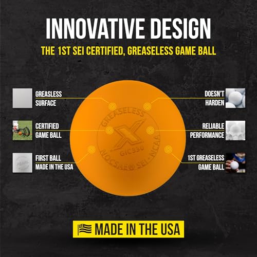 PEARL X Greaseless Lacrosse Balls by Guardian Innovations - Official Ball of NCAA Championships - Meets NOCSAE Standards and SEI/NCAA Certified - color: Orange, size: 50 Pack