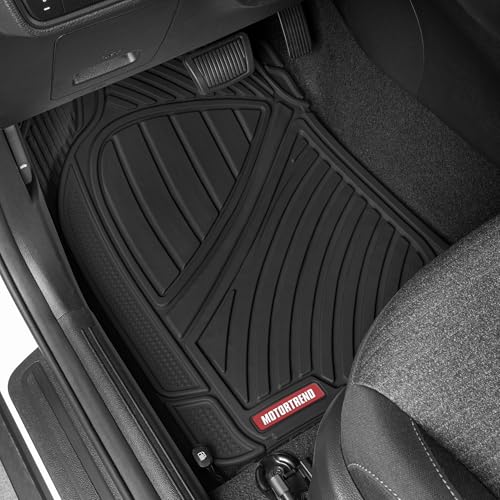 Motor Trend FlexTough™ Baseline Rubber Car Floor Mats with Trunk Mat Cargo Liner, Front & Rear Combo Set fits Most Car SUV Van Coupe Sedan, Heavy Duty All Weather Trim to Fit - color: Black, size: Extra Large