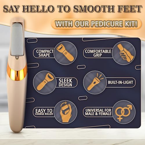 Foot Callus Remover Electric for Dead Skin, 2-Speed, 2 Rollers, LED | Callus Grinder for Feet, 1700/2000 RPM, Coarse & Fine Rollers for Cracked Heels, Compact Electric Foot Sander for Travel - color: Beige Callus Remover