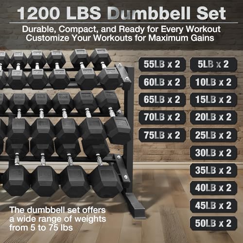 550 lbs 1200lbs 2100 lbs Dumbbells Weight Set, Hex Dumbbell Sets, Gyms Weights Dumbbells Sets, Weight Set for Home Gym, Strength Training, Fitness Center Equipment - color: 1200lbs Dumbbells