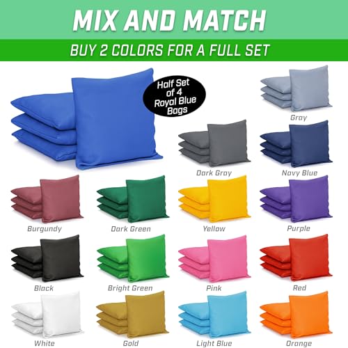 GoSports Classic Cornhole Bean Bags Set of 4-16 Colors Available - Regulation All Weather, Mix and Match - color: Royal Blue