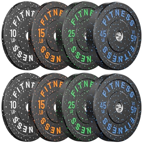 2" Bumper Plates Set Olympic Weight Plates for Barbell Strength Training | Papababe 2Inch Weights Plates Set, Floor Protective Plates, 20-600lbs Rubber Bumper Plates for Weightlifting, Bench Press - size: 190 LB SET (PAIR OF 10, 15, 25, 45 LB), style: Hig