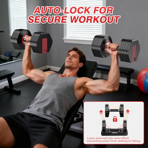 Adjustable Dumbbells Set All in One Free Weights Set for Home Gym | 25/26.5/52.5/55/85lbs Weights Dumbbells Set, 1 Sec Adjust Weights with Anti-Slip Handle for Home Fitness - color: 26.5lb-pair