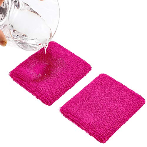 12 Pcs Sweatbands Set Neon Colors Headbands and Wristbands for Men Women Moisture Wicking Sweat Absorbing Workout Cotton Headbands 80s 90s Party - color: Rose Red, Fluorescent Yellow, Sky Blue, Purple