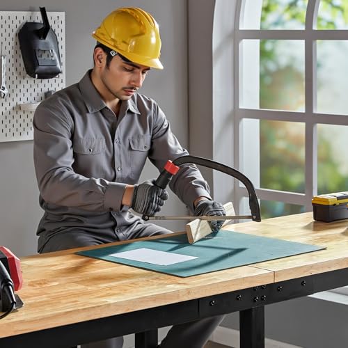 SPECRAFT Adjustable Heavy Duty Workbench with 4 AC Outlet and 2 USB Ports Power Outlets, 2000 Lbs Capacity, Rubber Wood Top for Garage, Workshop, Office - color: Black, size: Standard/44"x20"