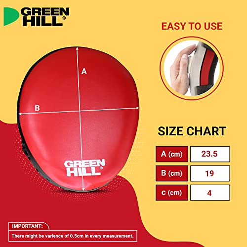 Green Hill Curved Boxing Focus Mitts for MMA, Muay Thai & Boxing - color: 5014 RED/BLACK