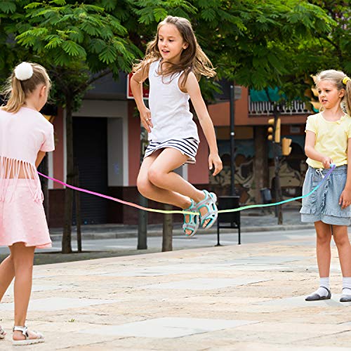 Elcoho 10 Pack Kids Rainbow Jump Rope Set Jumping Ropes Vibrant Skipping Ropes for Kids Outdoor Fun, Party Favors, 7.2 Feet
