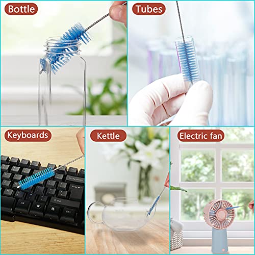 CiaraQ Bottle Cleaning Brushes, 8 Inch Nylon Tube Brush Set | Blue Cleaner for Narrow Neck Bottles Cups with Hook, Set of 10pcs. - color: Blue, size: 8.0 Inch (10pcs)