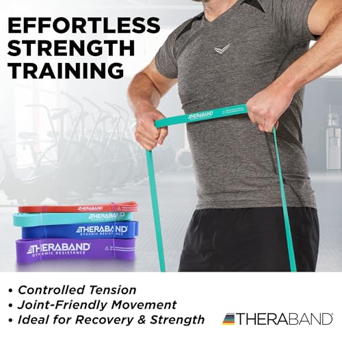 THERABAND High Resistance Bands Set of 4, Light to Extra-Heavy Elastic Super Bands for Full Body Workouts, Physical Therapy, Strength Training, Durable 41” Loop Exercise Bands, 15-50 lbs Resistance - size: 4 Pack (15-50 lbs)