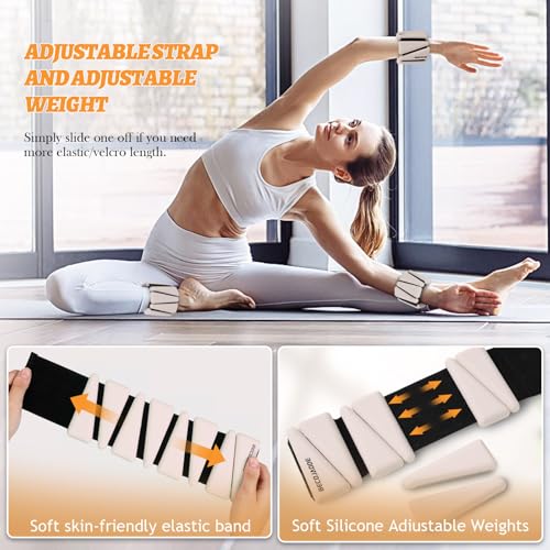 BECOJADDE Ankle Weights Set of 2 (1 lb/2 lb/3 lb Each) Adjustable Wrist Weights for Women Men Wearable Arm Leg Weight for Pilates, Running, Walking, Workout, Yoga - color: Beige, size: 4 Lb Pair (2 Lb Each)