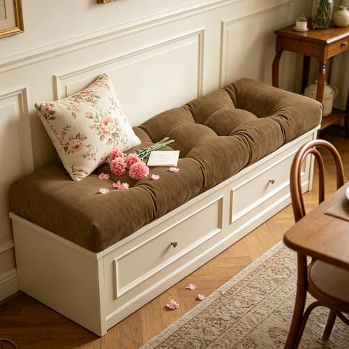 ROFIELTY Bench Cushion 42 Inch, Non-Slip Tufted Bench Cushion for Indoor Furniture for Bay Window, Entryway Bench, Piano Seat(Chenille-Brown, 42x16x4) - color: Chenille-brown, size: 42x16x4