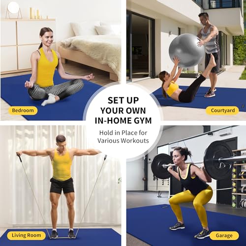 CAMBIVO Large Exercise Mat for Home Workout, 8'x6'/7'x5'/6'x4' (7 mm) Extra Thick Exercise Mat for Home Gym, Shoe-Friendly, Non-Slip Gym Mat for Jump Rope, Weights, Cardio, Fitness - color: 6'*4' Navy Blue