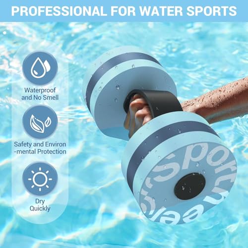 Sportneer Aquatic Exercise Equipment Water Aerobics Combo Set Includes High Density Water Weights Dumbbell Aqua Belt Water Ankle Weights for Pool Exercise Aquatic Therapy Pool Fitness Water Exercise - color: Aqua Blue, style: Aqua Exercise Set with Foam C