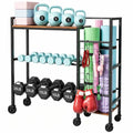 HavenlyYouth Dumbbell Rack, Home Gym Weight Rack Storage, Adjustable Dumbbell Stand Organizer with Wheels, Holds Dumbbells, Kettlebells, Yoga Mats - size: 35"