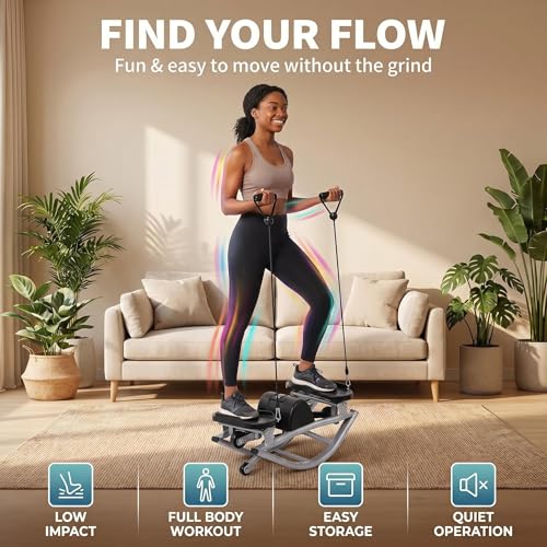 Low-Impact Lateral Rocking Fitness Stepper for Knees and Joints,Home Workout Machine,Rock Stepper Machine with Digital Display,Track Time,Reps,Calories for Legs,Glutes,Abs - size: Grey
