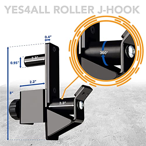 Yes4All Olympic Weight Plate Holder Attachment - color: B. Pair of Roller J Hooks, size: Fit 2x2" Rack with 1" Hole