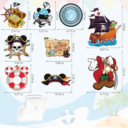 RiVolTa Mouse Cruise Door Magnets - 9 PCs Pirate Captain Ship Cabin Decorations Stateroom Sea Navigation Accessories Anchor Funny Magnetic Stickers for Party Carnival Cars Refrigerator Locker Decor - color: Pirate Ship