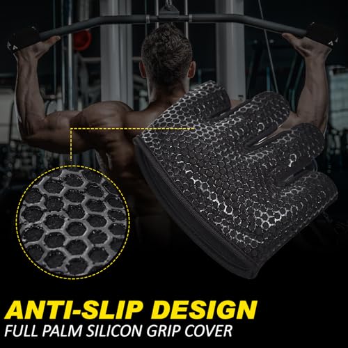 AYRO Workout Gloves for Men & Women, Minimal Short Partial Gym Gloves, Weight Lifting Gloves with Full Palm Protection, Extra Grip Pads & Hand Support for Training & Fitness - color: Black, size: Large