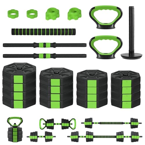 Adjustable Dumbbells Set, 3 In 1 Free Weight Dumbbells Set with Barbell, Kettlebell Options, Home Dumbbell Set with Anti-Slip Texture Handle for Strength Training Suit Men & Women
