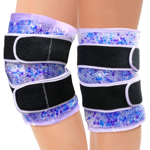 Knee Ice Pack Wrap for Pain Relief Reusable Gel Ice Wrap for Leg Injuries Swelling Knee Replacement Post-Surgery Recovery Adjustable Cold Compression Therapy Wrap for Arthritis (Light Purple-2 Pack) - color: Light Purple-2 Pack