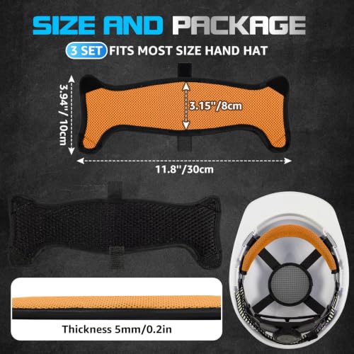 5 Pcs Hard Hat Sweatbands | 3-Layer Fabri Hard Hat Liner Accessories,Orange | Washable 3-Layer Fabri Hard Hats Accessories for Safety & Welding Helmets,Reusable,Cotton,Replacement,Cooling 3D Mesh Design - color: Orange, size: (5Pcs Sweatband)11.8"×3.15"