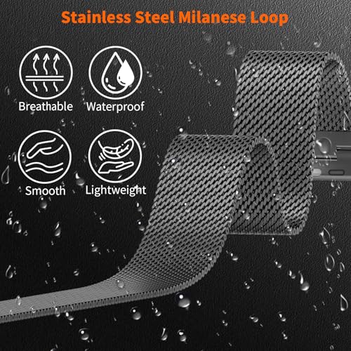 Milanese Loop Compatible with Apple Watch Ultra 3/2/1 Band 49mm 46mm 45mm 44mm 42mm, Magnetic Stainless Steel Strap Bands for iWatch Ultra SE 3/2/1 Series 11 10 9 8 7 6 5 4 3 2 Men, Dark Gray - color: Dark Gray