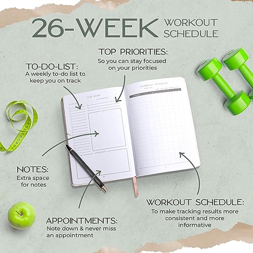 Graceful by Design Meal Planner and Fitness Tracker - Plan Workouts in our Fitness Journal for Women - Track Macros in our Food Journal for Women Weight Loss - Tear and Track with Perforated Pages - color: Pink