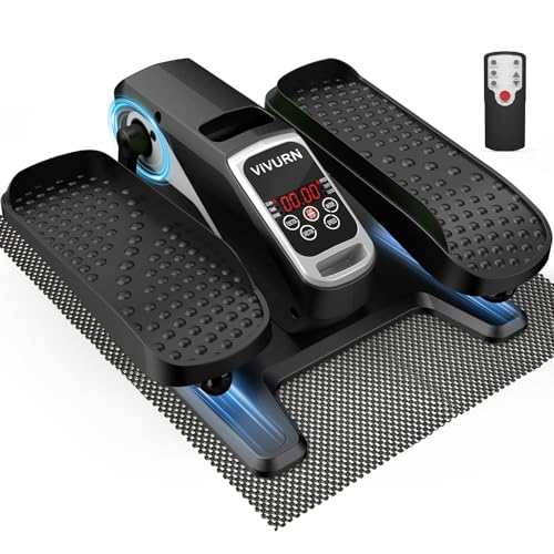 VIVURN-018 Under Desk Elliptical 12 Speed 5 Modes Mini Motorized Leg Exerciser While Sitting for Seniors As Seen on TV with Non-Slip Mat Quiet & Portable Electric Pedal Exerciser for Home and Office - color: Silver