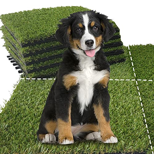 Qingbei Rina Artificial Grass Turf Tiles, 12"x12"/9 Pack | Highly Permeable,Interlocking System,Anti-UV,Non-toxic Recycle Repeat,Indoor Outdoor Faux Grass Rug