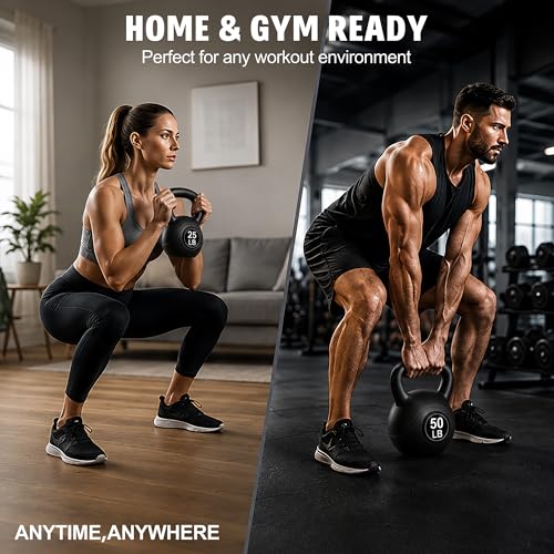 ALTLER Vinyl Plastic Concrete Kettlebell 10-50LBS Safe Strength Training Kettlebell Anti-Slip Grip Weight for Home Workouts and Men/Women/Beginners - size: 30LB
