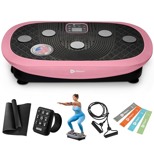 Lifepro Rumblex Plus/Pro 4D Vibration Plate Exercise Machine with 60 Speeds | 3 Motors, 7 Training Modes, Bluetooth Speaker, Wristband Remote — Vibration Plate for Lymphatic Drainage, Muscle Activation - color: Pink, size: Small