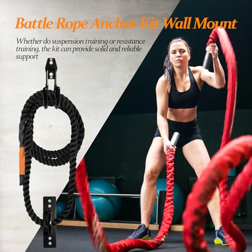 Heavy Duty Battle Rope Anchor Kit Wall Mount | Wall Anchor & Storage Hook for 30-50FT 1-2.5 Inch Battle Ropes, Multi-Functional Wall Bracket for Home Commercial Gym Garage - size: Small