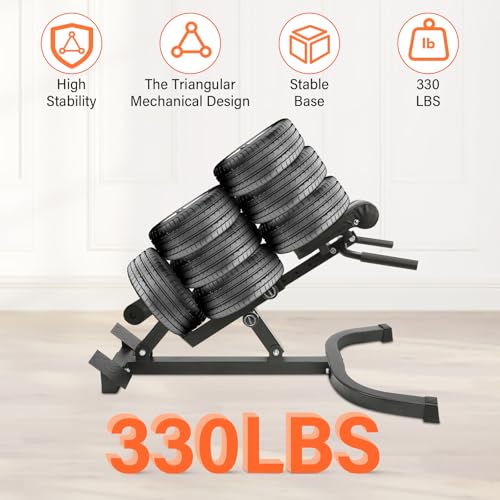Roman Chair Back Extension Weight Bench Ab Machine Foldable Angle Height Adjustable Sit up Exercise Multi-Functional Workout Home Gym Exercise Equipment Inversion Table for Fitness - color: Black Adjustable