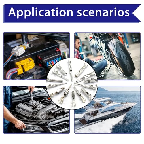 950Pcs Connector Pins Kit Crimped Terminal Automotive Electrical | 1/1.5/1.8/2.2/2.3/2.5/2.8/3.5mm Male Female Wire Seals Removal Tool Motorcycle ATV Non-Insulated Plug Crimp Set