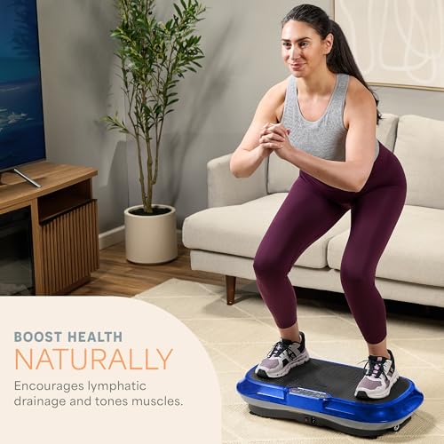 Lifepro Waver Vibration Plate Exercise Machine – High-Intensity Vibration Plate for Lymphatic Drainage – Full-Body Workout Vibrating Platform with Loop Bands – Fitness Equipment for Strength & Toning - color: Blue