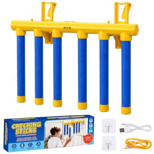 Shelprojsu Reflex Drop Sticks Challenge Game, 3 Adjustable Catching Falling Sticks Game, Hand Eye Coordination Training Game, Reaction Time Training Hand Speed Challenge Game - color: Blue-A
