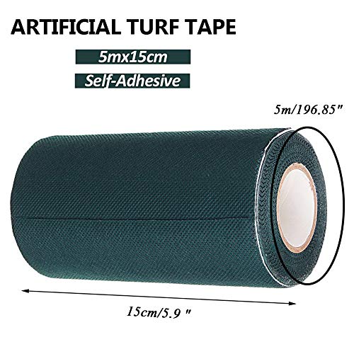 TYLife Artificial Grass Tape,Synthetic Turf Seaming Tape,Artificial Grass Seaming Tape for Lawn,Jointing Mat Rug,Connecting Fake Carpet,Garden Pet Rug,6" X 16' - size: 6InX16Ft(15cmX5m)