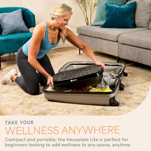 Lifepro HexaPlate Lite Vibration Plate Exercise Machine — Magnetic Acupoints, 99 Speeds & 10 Presets Vibration Platform Machine with Resistance Bands — Vibrating Plate for Lymphatic Drainage & Toning - color: Black