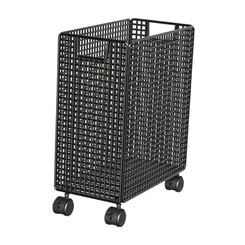 SM SunniMix Yoga Mat Storage Rack with Wheels, Iron Rolling Cart for Home Gym Fitness Equipment, 13.78 x 7.87 x 15.75 in, Black