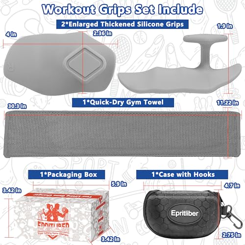 Large Anti-Slip Gym Workout Grips for WeightLifting,Silicone Hand Protector | Gym Towel,Storage Case,Ergonomic Rubber Gym Gloves for Men Women,Gym Hand Palm Protection Pads for Dumbbell,Barbell,Rypt - color: Gray