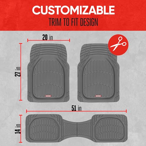 Motor Trend FlexTough Floor Mats for Cars, Gray Deep Dish All-Weather Mats, Waterproof Trim-To Fit Automotive Floor Mats for Trucks SUV, Universal Liner Car Accessories - color: Gray, style: Full Set
