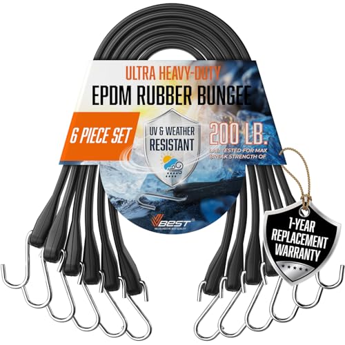Rubber Bungee Cords with Hooks – Heavy Duty Outdoor Straps, Assorted Sizes 10", 15", 21", 31" (8 Pack), 1.8X Max Stretch, Over 200 lbs Load – 100% EPDM Rubber & S-Hooks for Cargo, Tarps - style: 8 Pcs Assorted Sizes