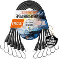 Rubber Bungee Cords with Hooks – Heavy Duty 21" Bungee Straps (6 Pack), 1.8X Max Stretch, Over 200 lbs Load – 100% EPDM Rubber & S-Hooks for Cargo, Tarps, Outdoor Use - style: 6X21”