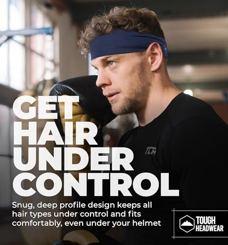 Tough Headwear Mens Headband | Sweat Headbands for Men Women Working Out Running Sports – Athletic Sweat Band Exercise - color: (1 pack) Navy Blue