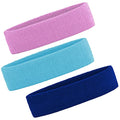 3 Pack Men & Women Sports Sweatbands Headbands - color: Purple,Sky blue,Blue