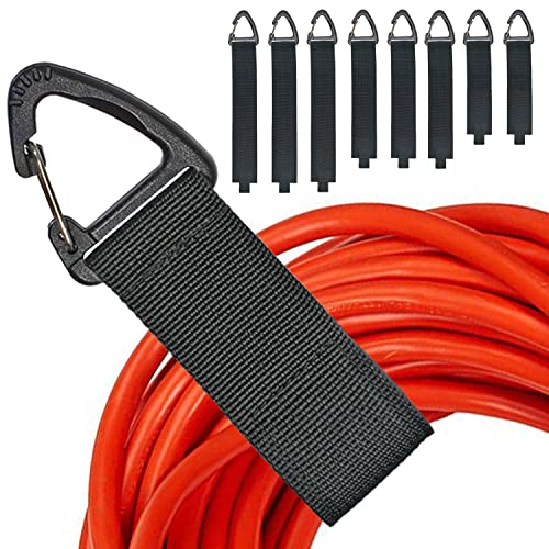 ZTSXLLIM Extension Cord Storage, Electrical Cord Organizer, Cable Clip 8PCS | Assorted Sizes, Heavy Duty Ties, Cord Straps with Carabiner, Indoor and Outdoor, For Garage, House, Yard, Storage, Workshop - size: 3L/3M/2S