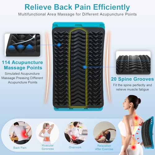 MINOLL Back Stretcher for Lower Back Pain Relief, Multiple Level Adjustable Arch Lumbar Back Cracker Board, Back Cracking Device, Back Massager for Scoliosis, Spine Decompression Support - color: Dark Blue