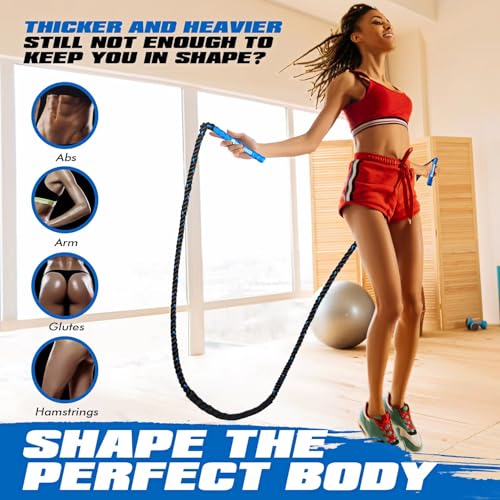 Ayombo Jump Rope, Weighted Jump Rope for Fitness, Boxing Equipment Jump Ropes for Men Women, Battle Skipping Ropes for Exercise, Suitable for Boxing, Cardio, Training Muscle Speed Home Gym Workout Equipment - style: 2LB