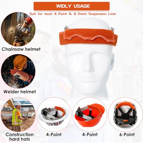 Aolamegs Safe Hard Hat Sweatband- Hard Hat Sweat Bands Washable, Hard Hat Liner Replacement, Flame Retardant Cotton Hard Hat Accessories Sweat for Welding Helmet, Construction Hats, Chainsaw Helmet - color: Orange 2PCS